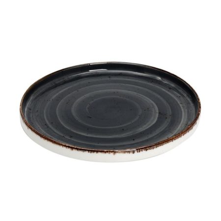 πιάτο με γείσο step μαύρο πορσελάνη από την σειρά terra grey της espiel στα Ilionhome